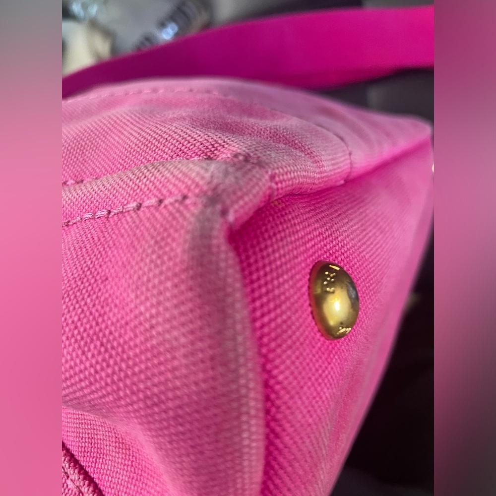 Prada pink canapa tote with strap - Picture 5 of 11